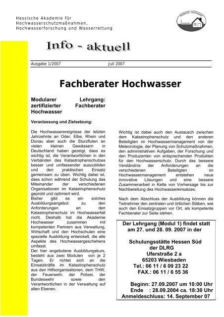 Info Aktuell Ausgabe 1/2007 - Akademie Hochwasser