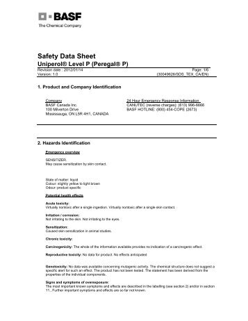 MSDS UNIPEROL LEVEL P - Prismadye