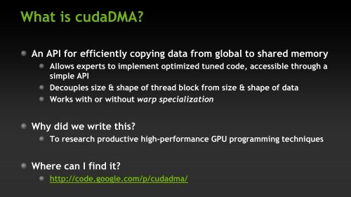 Cudadma: Overview and Code Examples