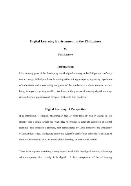 Digital Learning Environment in the Philippines - Asia Pacific Region