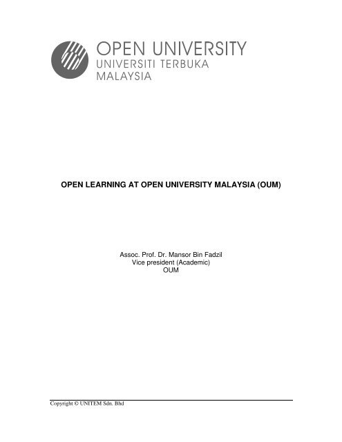 open learning at open university malaysia (oum) - Asia Pacific Region