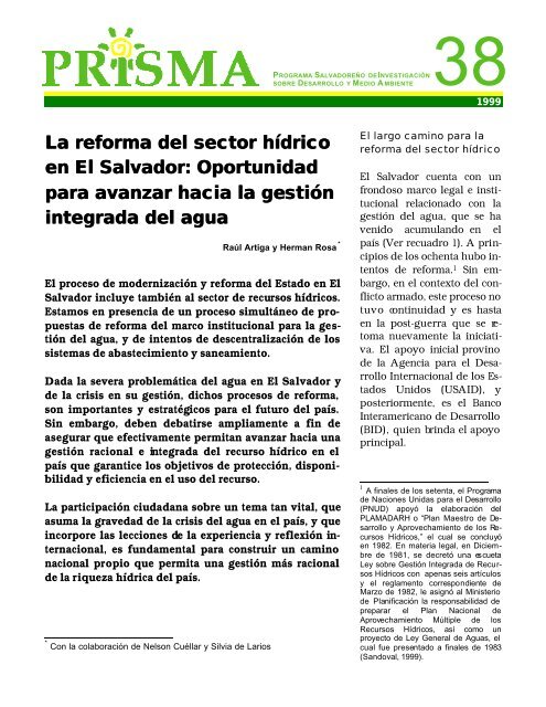 La reforma del sector hÃ­drico en El Salvador: Oportun en El ... - Prisma