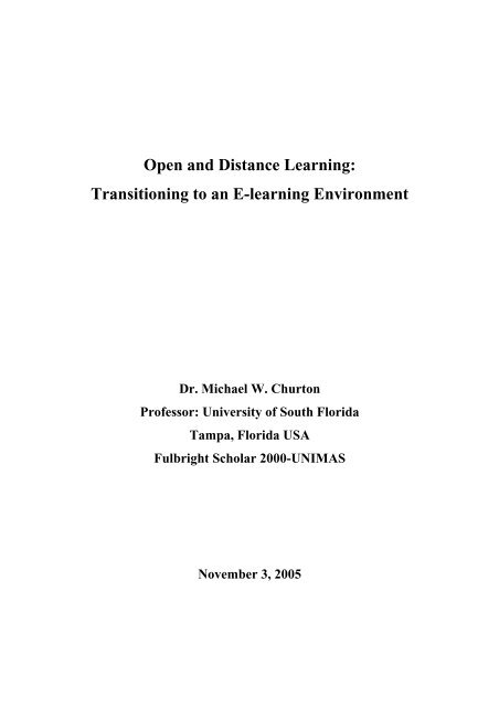 Open and Distance Learning: Transitioning to an E-learning ...