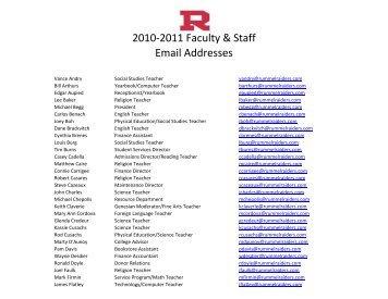 2010-2011 Faculty & Staff Email Addresses