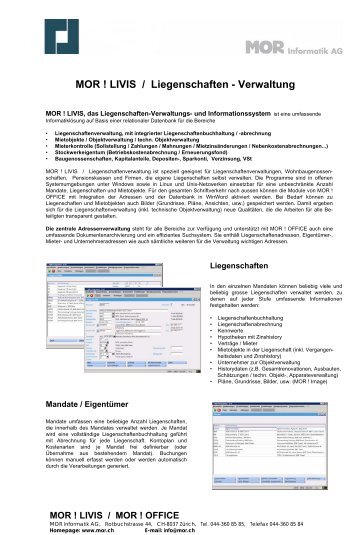 MOR ! LIVIS / Liegenschaften - Verwaltung - MOR Informatik AG