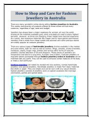 How to Shop and Care for Fashion Jewellery in Australia