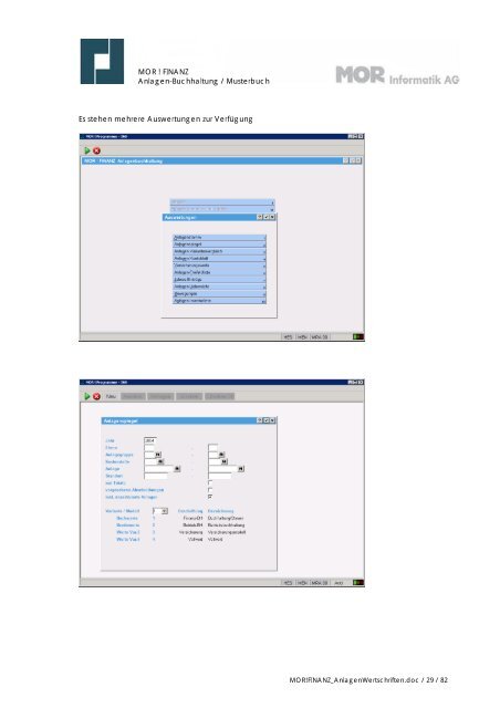 Titelblatt zu MOR!Finanz / Anlagenbuchhaltung - MOR Informatik AG