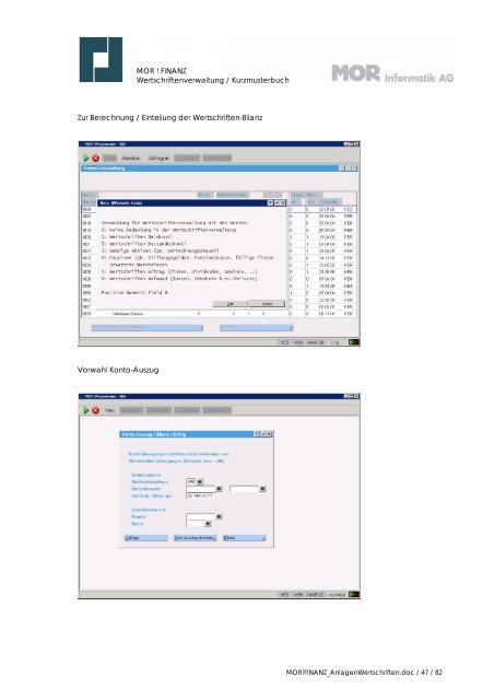 Titelblatt zu MOR!Finanz / Anlagenbuchhaltung - MOR Informatik AG