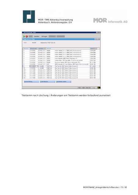 Titelblatt zu MOR!Finanz / Anlagenbuchhaltung - MOR Informatik AG