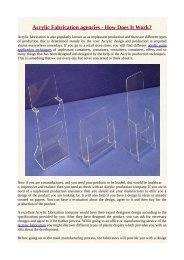 Acrylic Fabrication agencies - How Does It Work?