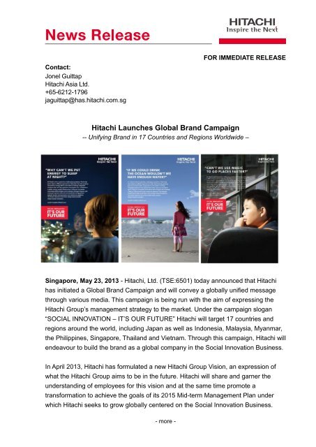 Hitachi Launches Global Brand Campaign (PDF ... - Hitachi Singapore