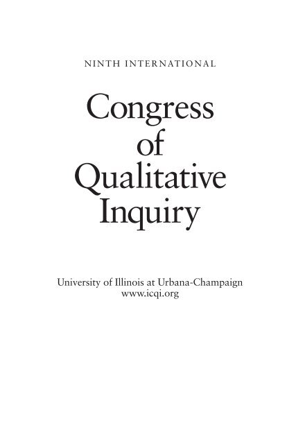 Final Program - International Congress of Qualitative Inquiry