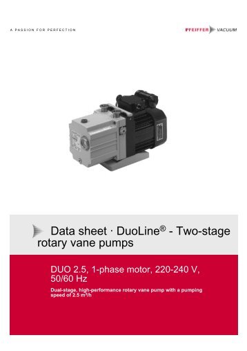 Data sheet Â· DuoLineÂ® - Two-stage rotary vane pumps - Tecnovac