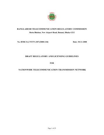 Licensing Guidelines for Nationwide Telecommunication ... - BTRC
