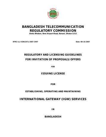 BANGLADESH TELECOMMUNICATION REGULATORY ... - BTRC