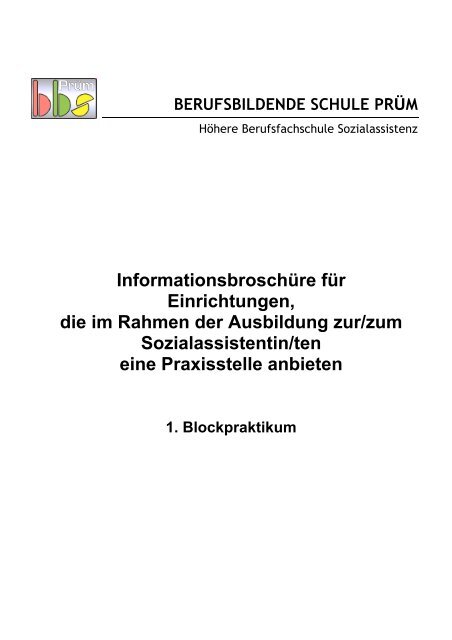 Handreichung Blockpraktikum 1 - Berufsbildende Schule Prüm