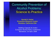 Community Prevention of Alcohol Problems: Science to Practice ...