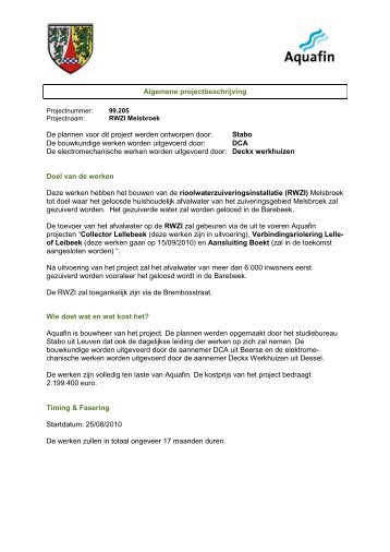 projectbeschrijving - Aquafin