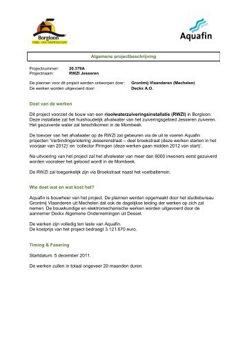 projectbeschrijving bouw RWZI - Aquafin