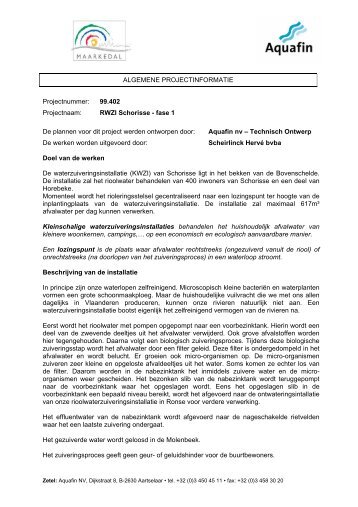 projectbeschrijving - Aquafin