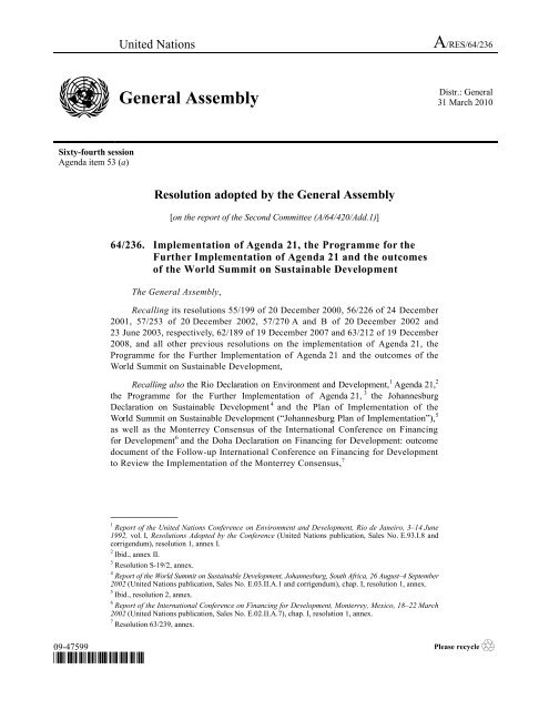 G The 2030 Agenda for Sustainable Development Mariateresa Garrido V Editor