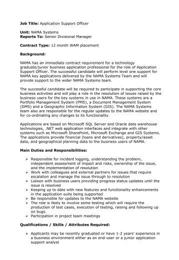 applications manager job description