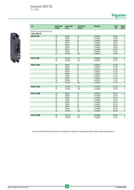 Fiyat Listesi - Schneider Electric