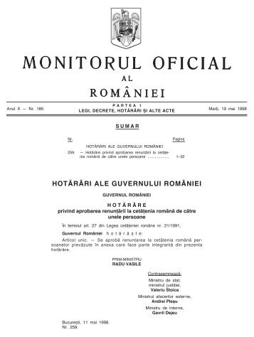 HOTâRÂ¬RI ALE GUVERNULUI ROMÂ¬NIEI