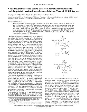 A New Flavonol Glycoside Gallate Ester from Acer ... - Pharmanet