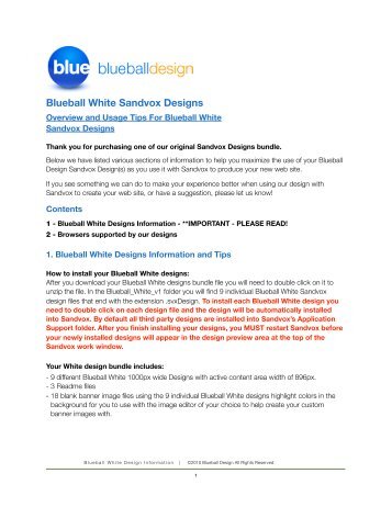 Blueball White Readme Manual - Blueball Design