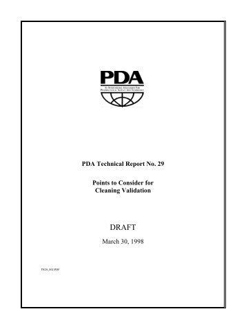 PDA Draft Technical Report No. 29 - Pharmanet