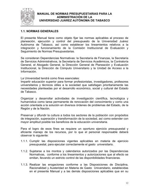 Manual de Normas Presupuestarias - Universidad JuÃ¡rez AutÃ³noma ...