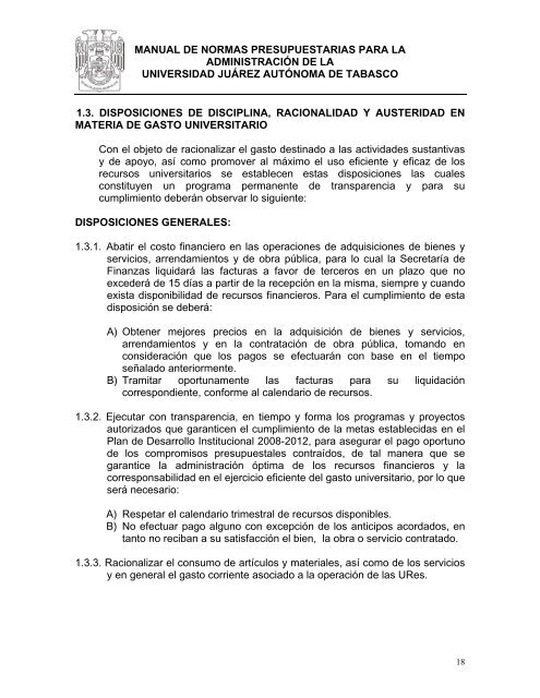 Manual de Normas Presupuestarias - Universidad JuÃ¡rez AutÃ³noma ...