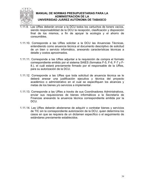 Manual de Normas Presupuestarias - Universidad JuÃ¡rez AutÃ³noma ...