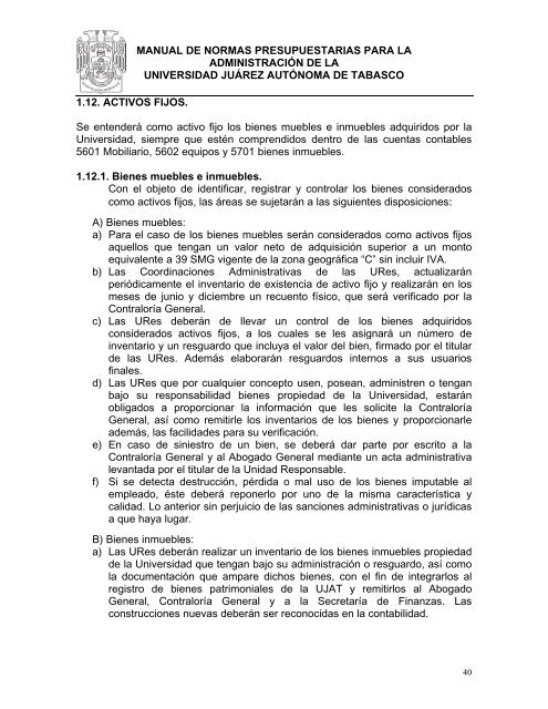 Manual de Normas Presupuestarias - Universidad JuÃ¡rez AutÃ³noma ...