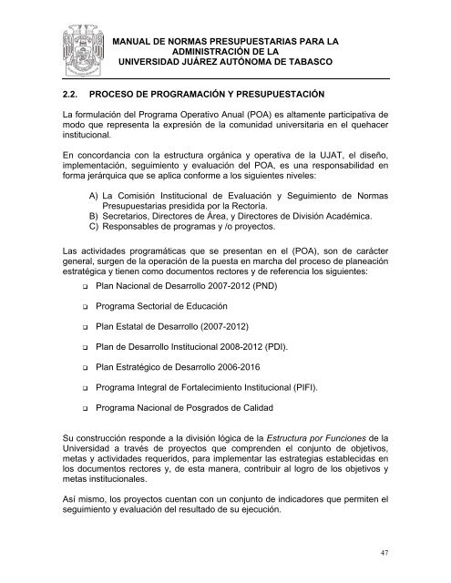 Manual de Normas Presupuestarias - Universidad JuÃ¡rez AutÃ³noma ...