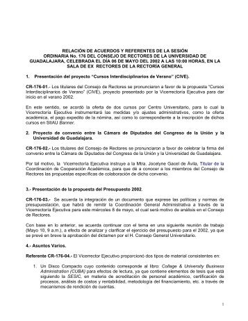 Acta de acuerdos 176 - Consejo de Rectores - Universidad de ...