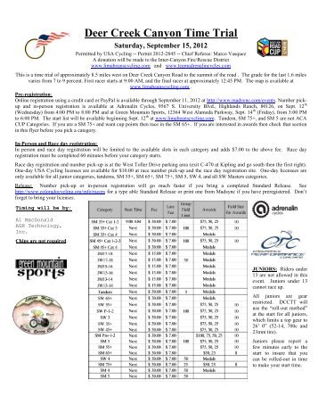 Deer Creek Canyon Time Trial - Bicycle Racing Association of ...