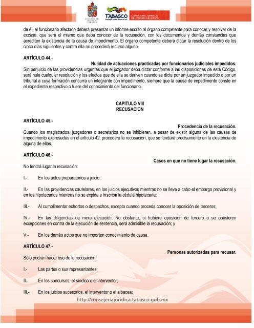 codigo de procedimientos civiles para el estado de tabasco