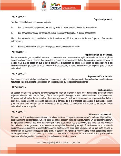 codigo de procedimientos civiles para el estado de tabasco