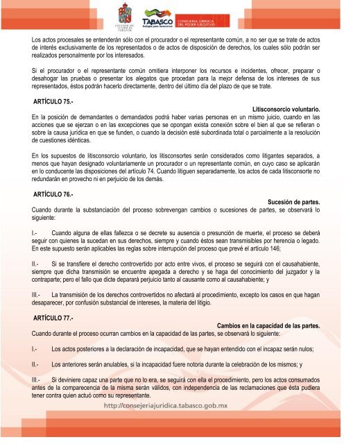 codigo de procedimientos civiles para el estado de tabasco