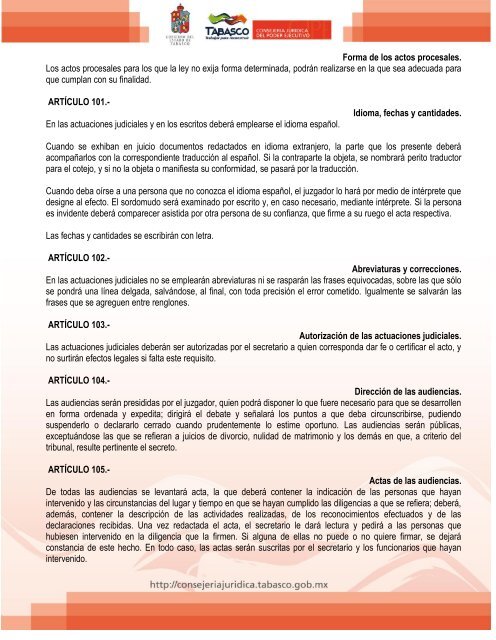 codigo de procedimientos civiles para el estado de tabasco