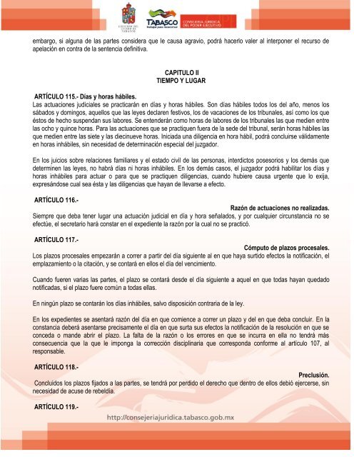 codigo de procedimientos civiles para el estado de tabasco