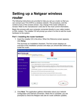 Setting up a NETGEAR wireless router - TiVo