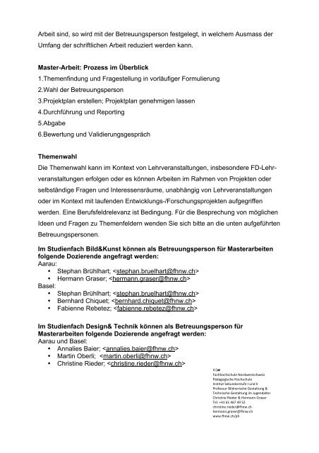 Info Masterarbeiten Prof BG und TG - Home: FHNW - Bildnerische ...