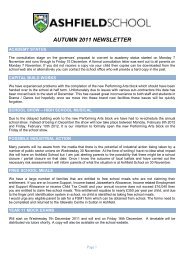 autumn 2011 newsletter - Ashfield School