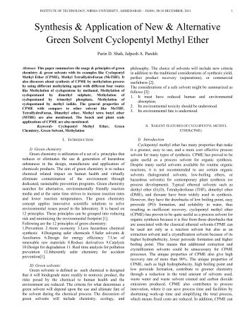 Synthesis & Application of New & Alternative Green ... - Nuicone.org