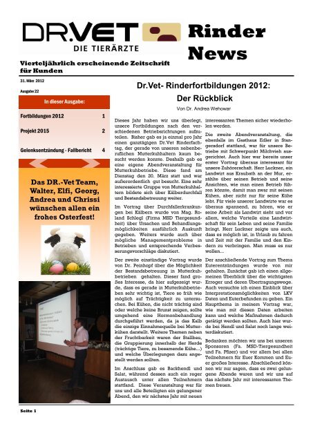 Zeitschrift "Rinder-News" - Dr. Vet