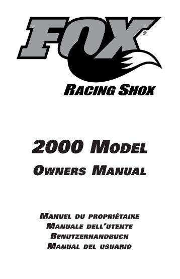 Fox Racing Shox 2000 Air and Coil-Over Manual - Spoke N' Word ...