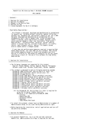 Readme for Rack2-Filer V5.0 Service Pack 7 - PFU - Fujitsu